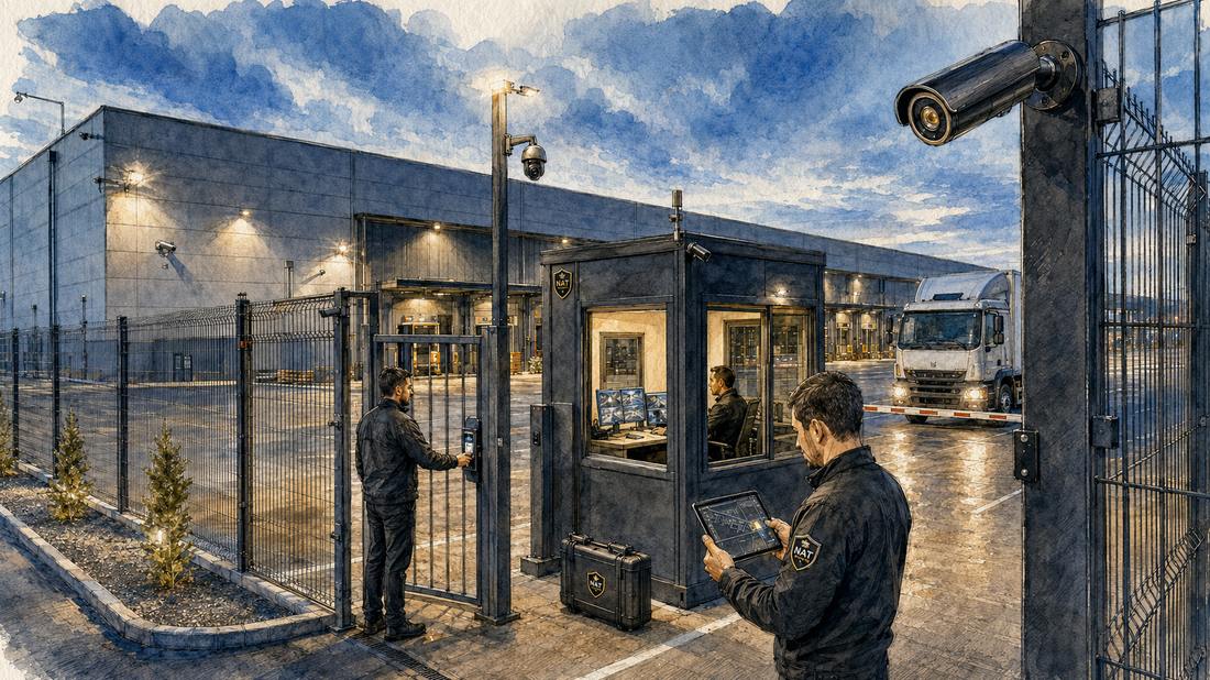 Ombor perimetri: panjara bo‘ylab kameralar, kirish nazorati va nazorat posti